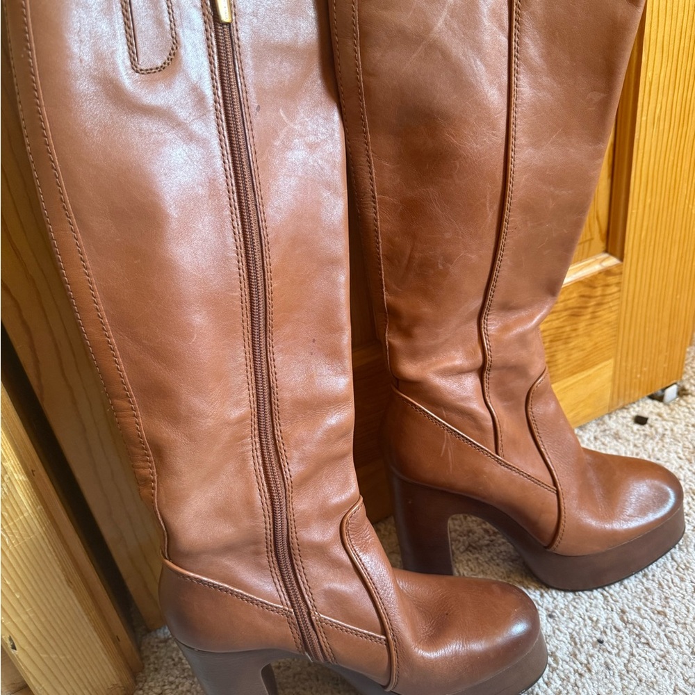 Brown Leather Knee-High Boots